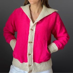VINTAGE 1970s collared magenta sweater